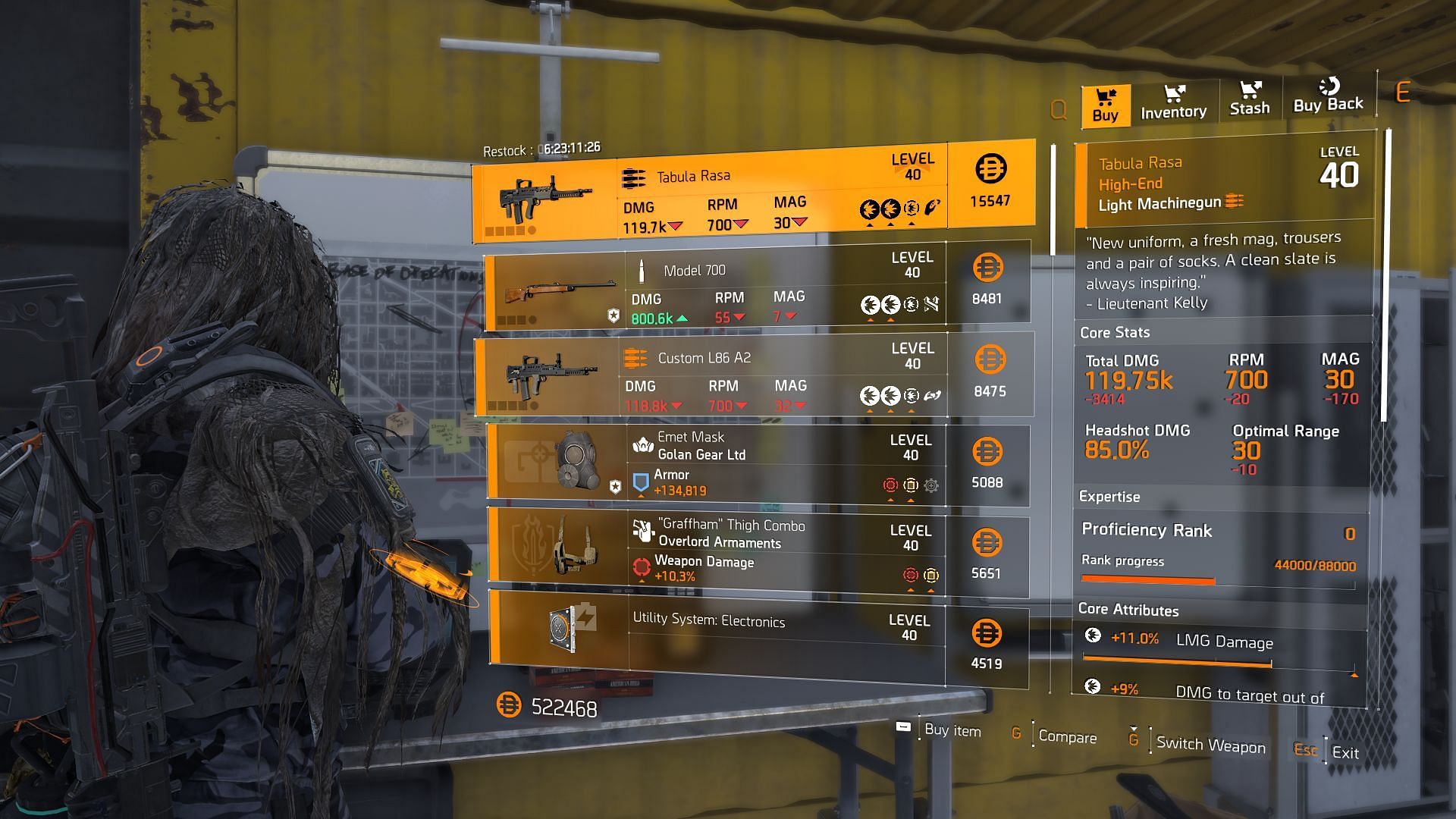 The Division 2 vendor found at the Castle Settlement (Image via Sportskeeda Gaming || Ubisoft)
